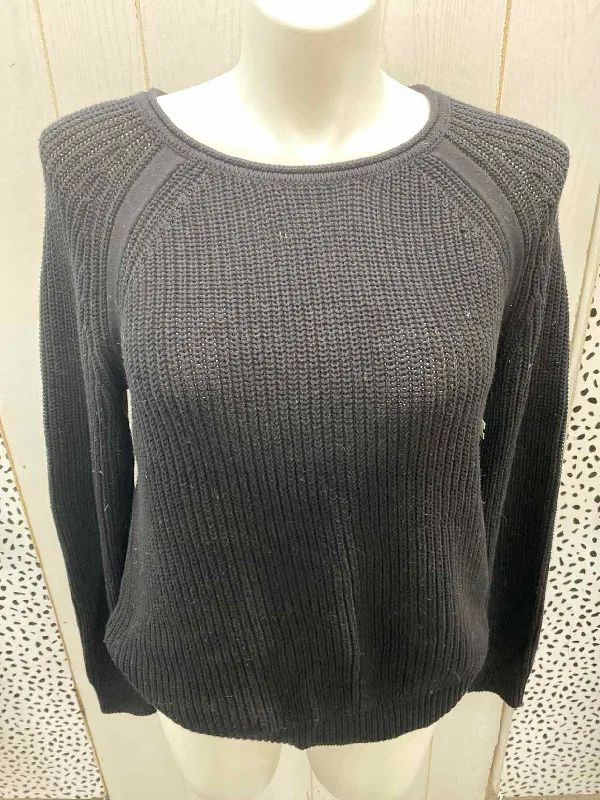 Workshop Black Womens Size L Sweater Silk Blend Satin Velvet