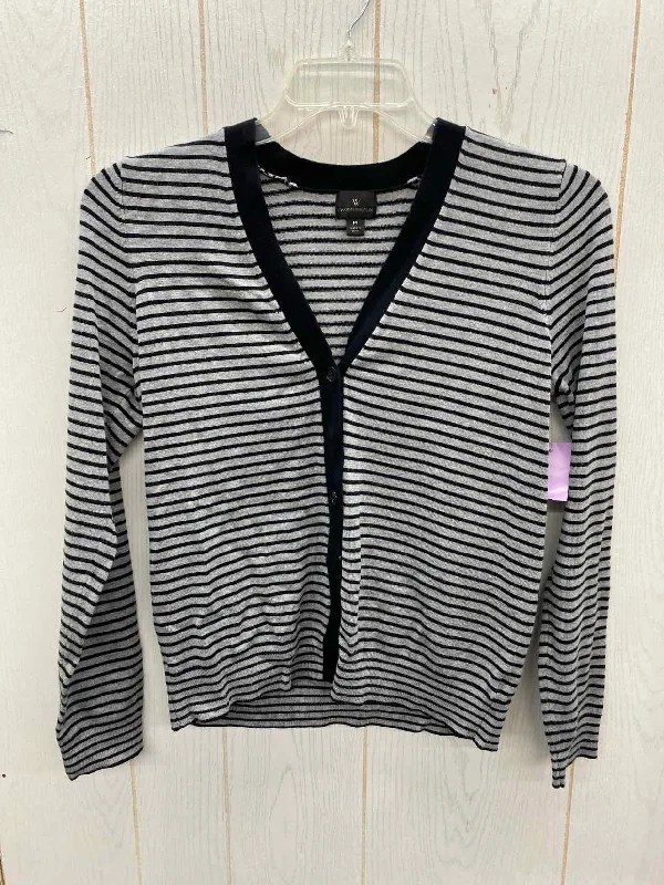 Worthington Gray Womens Size M Sweater Chenille Brocade Lace
