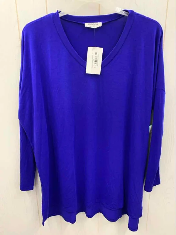 Zenana Blue Womens Size L Sweater Thin Thick Dense