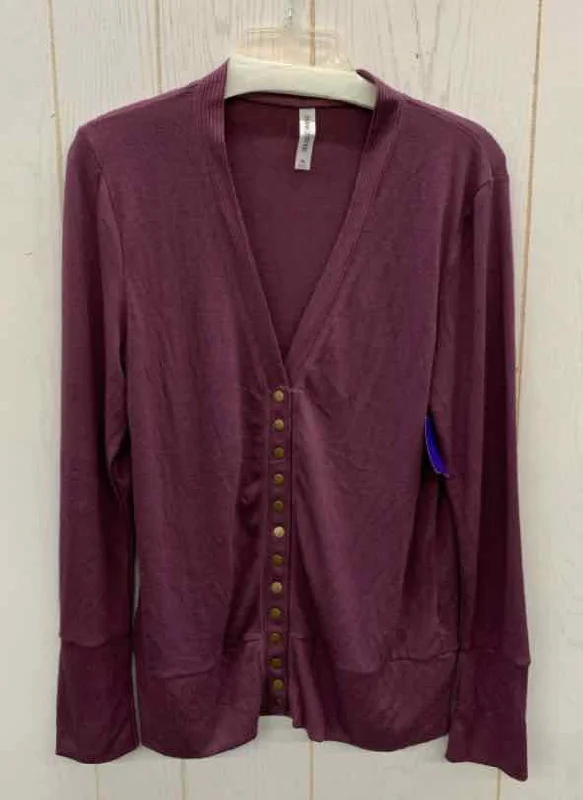 Zenana Purple Womens Size L/XL Sweater Denim Fabric Leather Fabric Suede Fabric