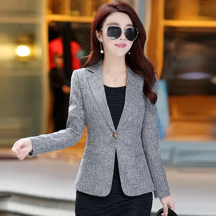 New Spring Autumn Plus Size 4XL Womens Business Suits One Button Office Female Blazers Jackets Short Slim Blazer Women Suit