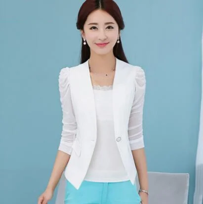 Spring Summer New Women Blazer Jacket Fashion Slim Short Suit Coat Females Clothing Casual Thin Feminino Tops WUN1440