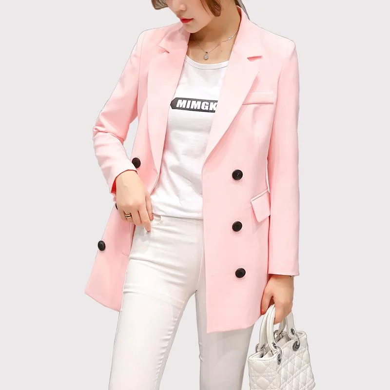 Blazer Feminino Women Blazers And Jackets Casual Women Long Sleeve Double Breasted Outwear Blazers Coat Plus Size