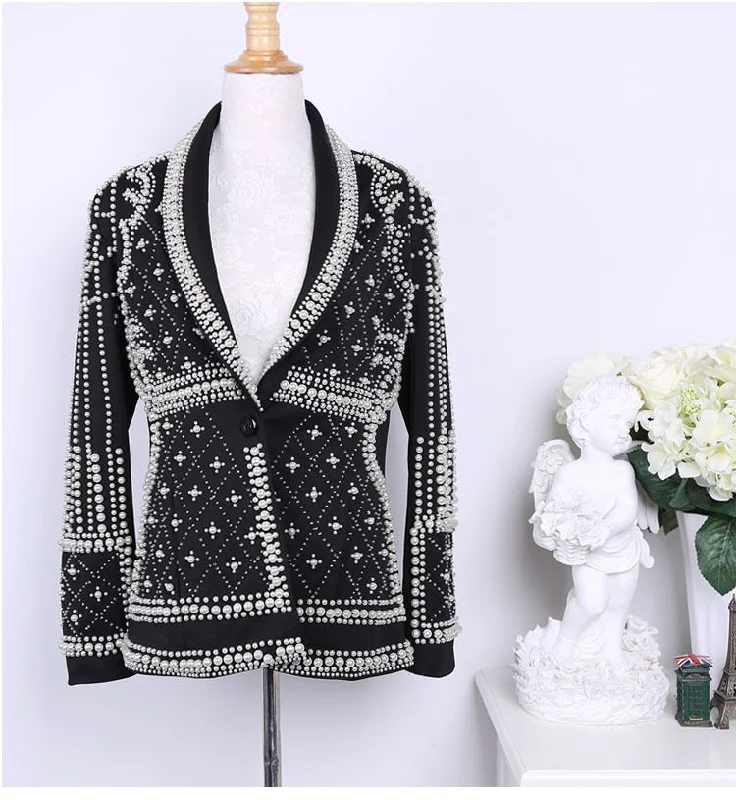 High Quality Women Blazer jackets 2022 new Fashion Paris Brand Designers Beaded Embellished Blazer jacket Feminino Woman Clothes