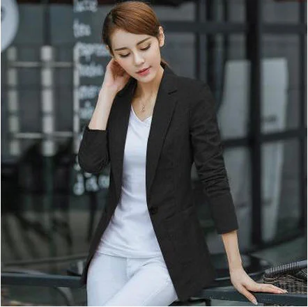 Large Size Blazer Women Spring Casual Three Quarters Sleeve Linen Suit Jacket Candy-Color Ladies Blazers Jackets XXXL 4XL A1676