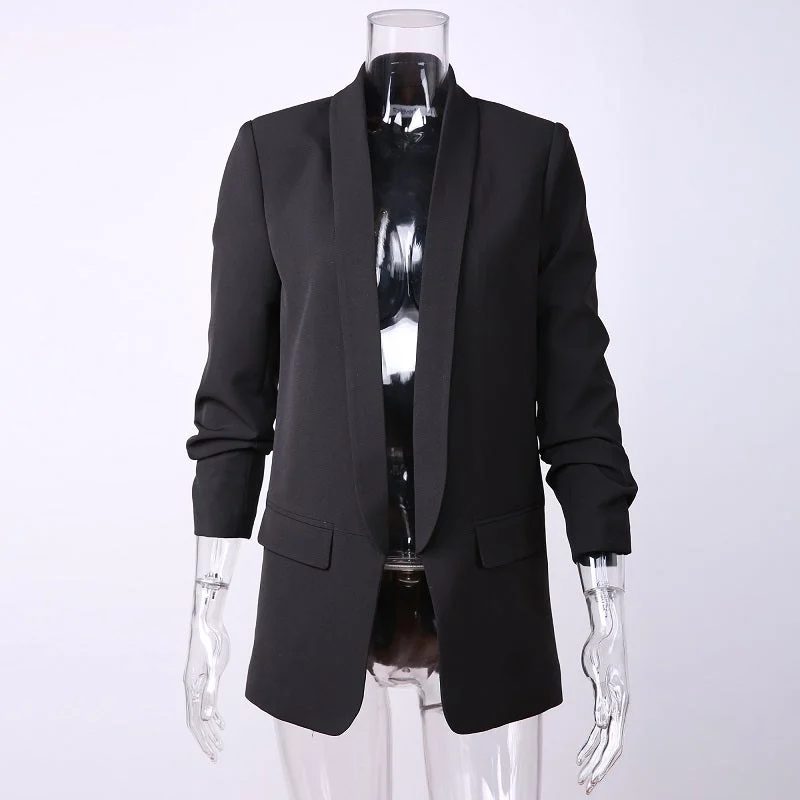 Spring Women Blazer Jacket Fashion One Button Shawl-Collar Blazer Suit Female Casual Fixed Ruched Design Ladies Coat Talever