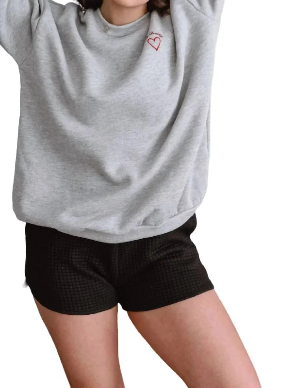 Achy Breaky Sweatshirt In Grey Hoodie with Button Placket Classic Preppy