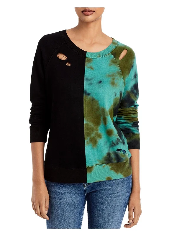Belize Womens Tie-Dye Distressed Sweatshirt, Crew Hoodie with Applique Textured Unique Belize Womens Tie-Dye Distressed Sweatshirt, Crew Hoodie with Applique Textured Unique