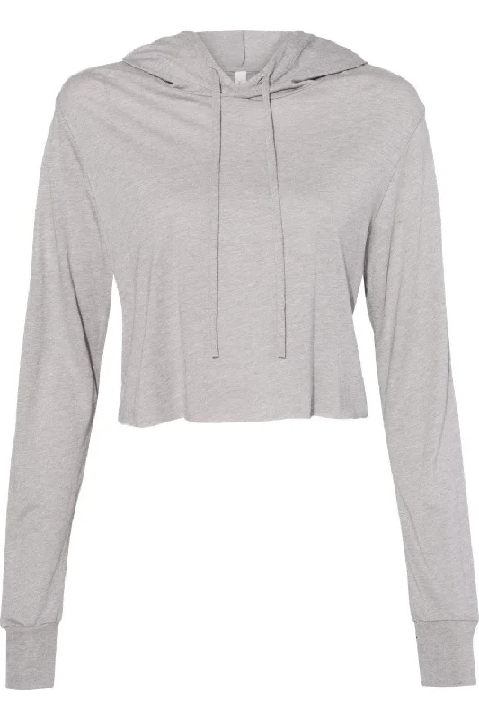 BELLA + CANVAS Womens Triblend Crop Long Sleeve Hoodie Hoodie with Slit Hem Functional Movement