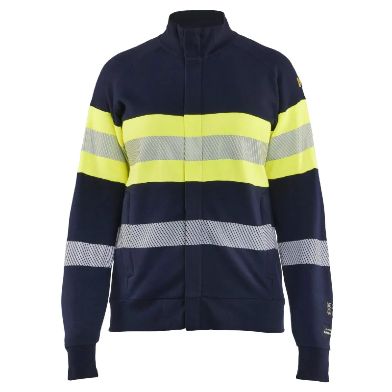 Blaklader 3472 Womens Multinorm Metal-Free Flame Retardant Hi-Vis Zip Sweatshirt (34721762) Hoodie with Color Block Contrast Stylish Blaklader 3472 Womens Multinorm Metal-Free Flame Retardant Hi-Vis Zip Sweatshirt (34721762) Hoodie with Color Block Contrast Stylish