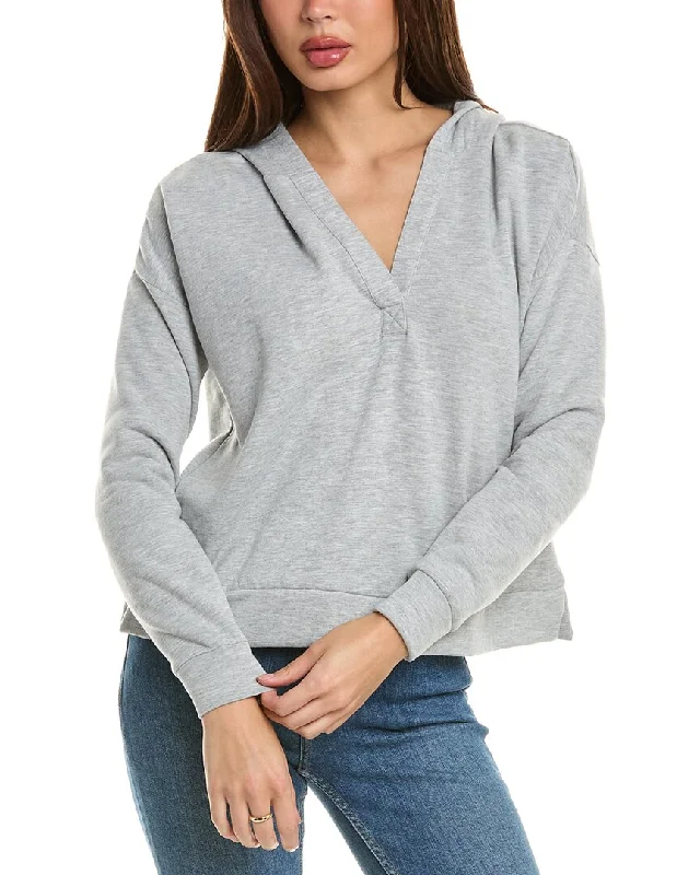 Bobeau Relaxed Hoodie Hoodie with Hem Applique Textured Unique