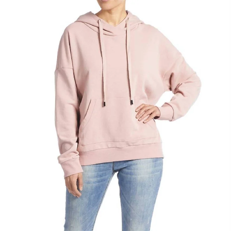 Boyfriend Hoodie In Dusty Pink Hoodie with Side Slits Relaxed Casual