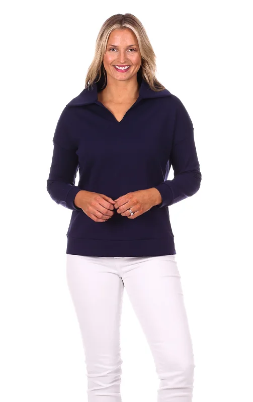 Brynn Sweatshirt in Navy Hoodie with Lining Warm Insulated