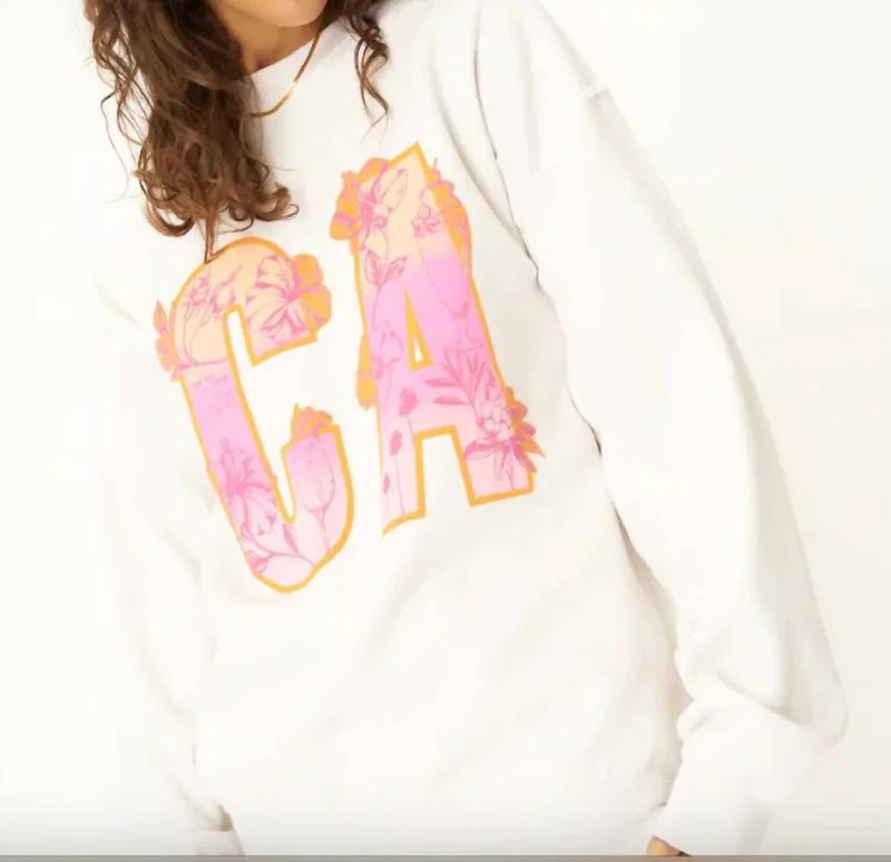 Ca Sweatshirt In Vintage White Hoodie with Print Artistic Unique
