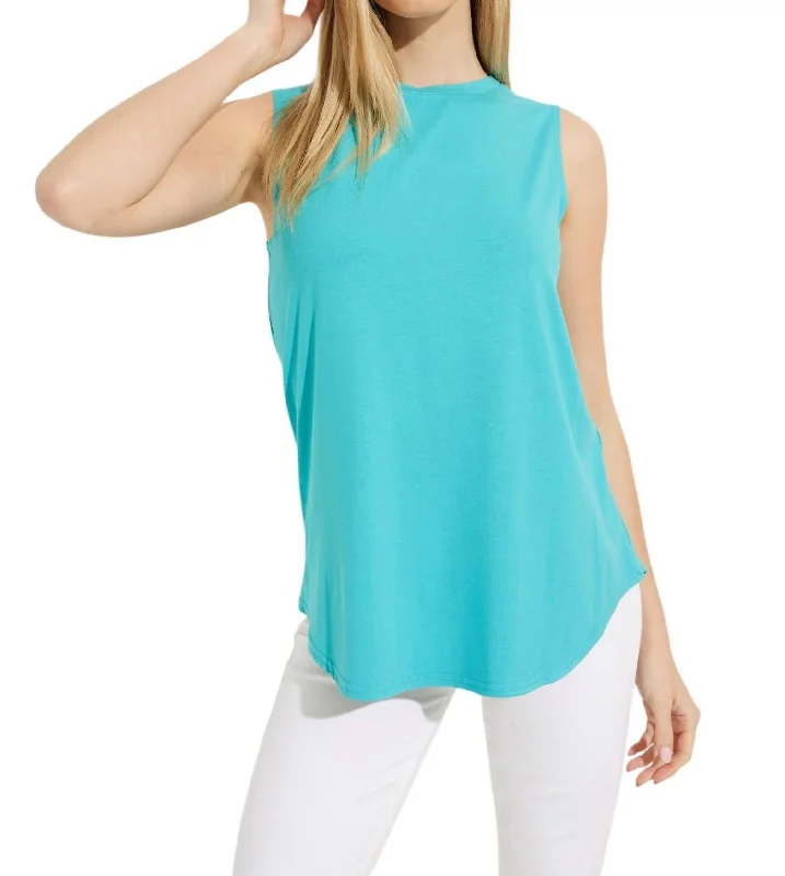 Casual Crew Neck Pullover Top In Palm Spring