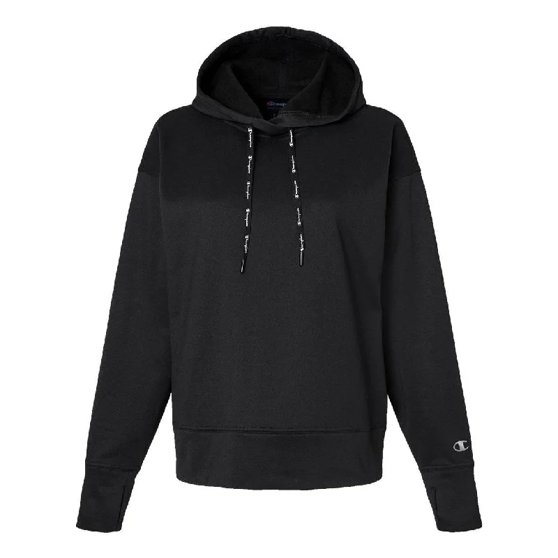 Champion Women's Sport Hooded Sweatshirt Hoodie with Belted Waist Structured Tailored Champion Women's Sport Hooded Sweatshirt Hoodie with Belted Waist Structured Tailored
