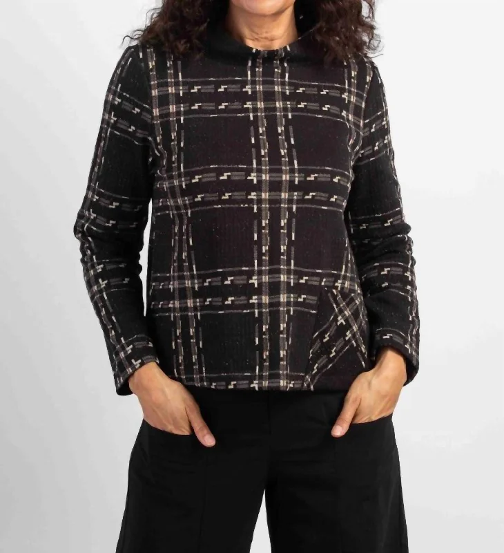 Cotton Lux Speckle Knit Pullover Style In Plaid