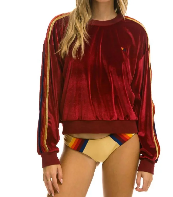 Crew Sweatshirt In Classic Velvet Red Hoodie with Gradient Ombre Colorful