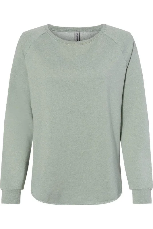 Independent Trading Co. Women´s California Wave Wash Crewneck Sweatshirt Hoodie with Full-Zip Functional Layering