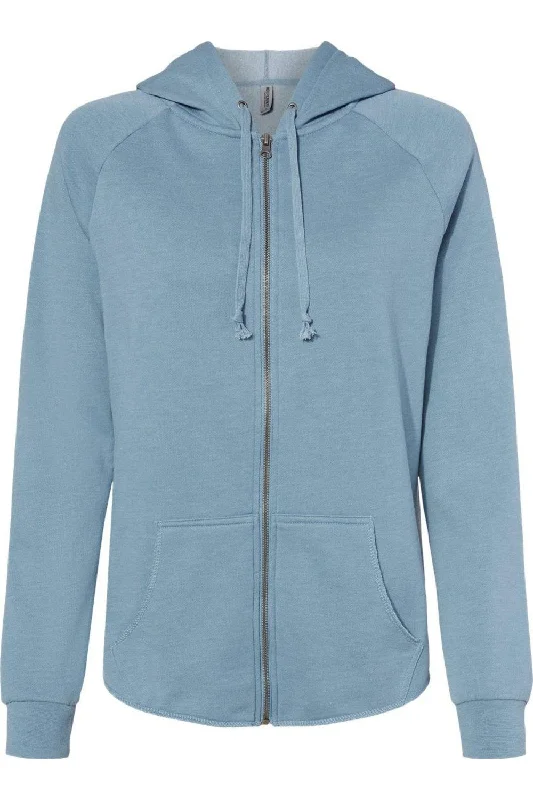 Independent Trading Co. Women´s California Wave Wash Full-Zip Hooded Sweatshirt Hoodie with Mock Neck Collared Structured Independent Trading Co. Women´s California Wave Wash Full-Zip Hooded Sweatshirt Hoodie with Mock Neck Collared Structured