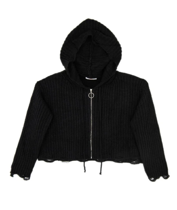 Iris Zip Hoodie In Black Hoodie with Button Classic Timeless