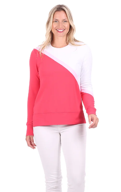 London Sweatshirt in Pink Colorblock Hoodie with Emblem Brand Identity