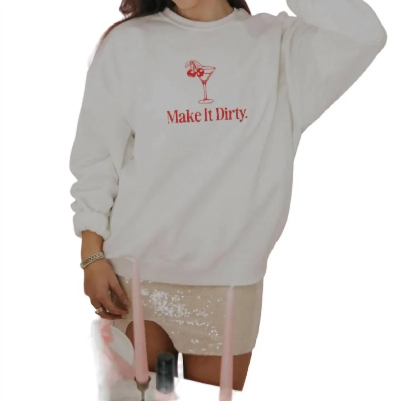 Make It Dirty Sweatshirt In White Hoodie with Neon Bright Vibrant
