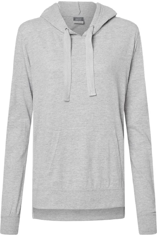 MV Sport Women´s Sueded Jersey Hooded Sweatshirt Hoodie with Hem Fringe Bohemian Relaxed