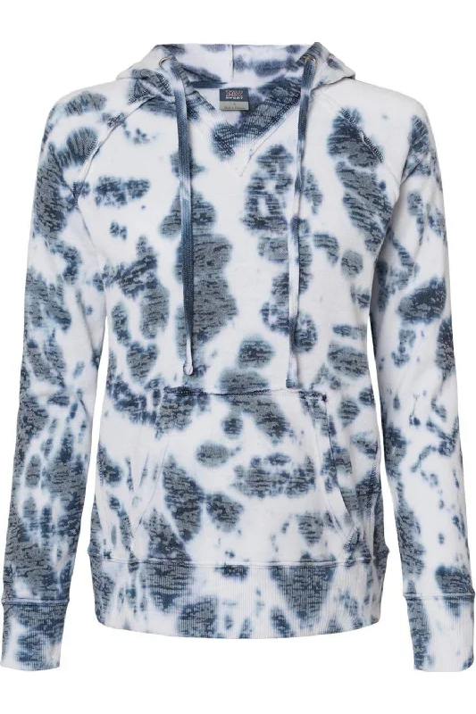 MV Sport Womens Courtney Burnout V-Notch Hooded Sweatshirt Hoodie with Hem Detail Decorative Unique