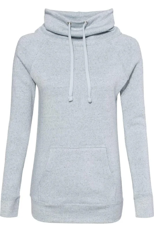 MV Sport Womens Space-Dyed Cowl Neck Sweatshirt Zip Hoodie Drawstring Kangaroo Pocket MV Sport Womens Space-Dyed Cowl Neck Sweatshirt Zip Hoodie Drawstring Kangaroo Pocket