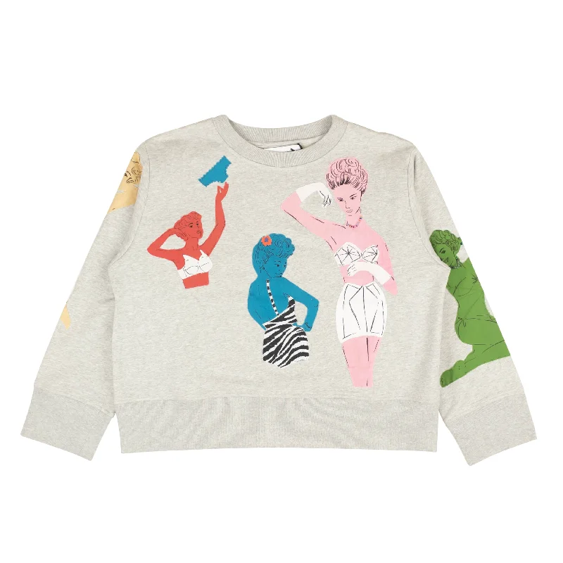 NWT MOSCHINO COUTURE Grey Women Printed Crewneck Sweatshirt Hoodie Sweatshirt Pullover