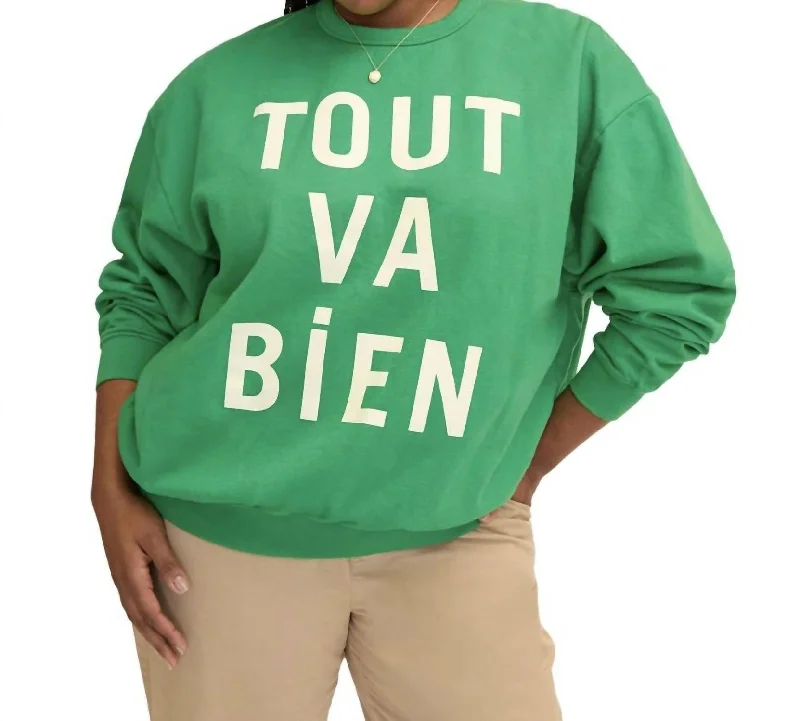 Oversized Sweatshirt In Green W/ Cream Hoodie with Hood Adjustable Protection