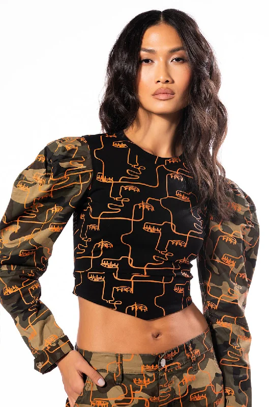 PRINTED CAMO SWEATSHIRT Hoodie with Contrast Stitching Detailed Premium