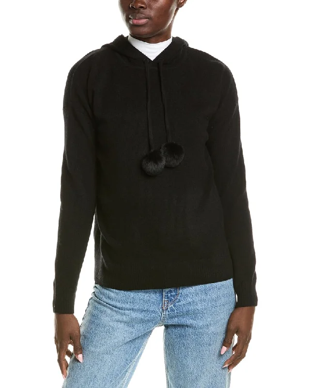 QUINN Cashmere Hoodie Hoodie with Snap Buttons Easy Quick