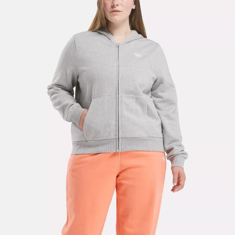Reebok Identity Small Logo Fleece Full-Zip Sweatshirt (Plus Size) Hoodie with Rhinestones Sparkly Elegant