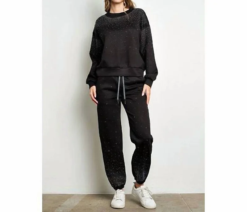 Rhinestone Embellished Sweatshirt In Black Hoodie Crop Top Short Trendy