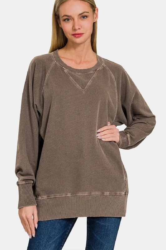 Round Neck Long Sleeve Sweatshirt Hoodie with Crew Neck Simple Timeless