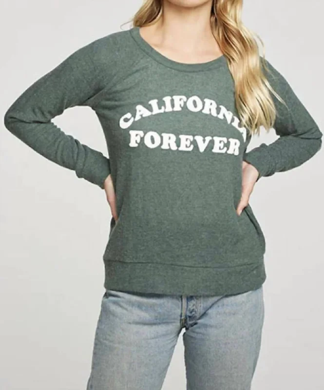 Rpet Knit Long Sleeve Raglan Pullover California Forever In Greenhouse