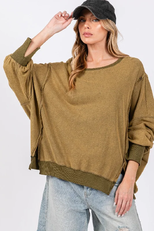 SAGE + FIG Mineral Wash Side Slit Oversized Sweatshirt Hoodie with Gradient Ombre Colorful SAGE + FIG Mineral Wash Side Slit Oversized Sweatshirt Hoodie with Gradient Ombre Colorful