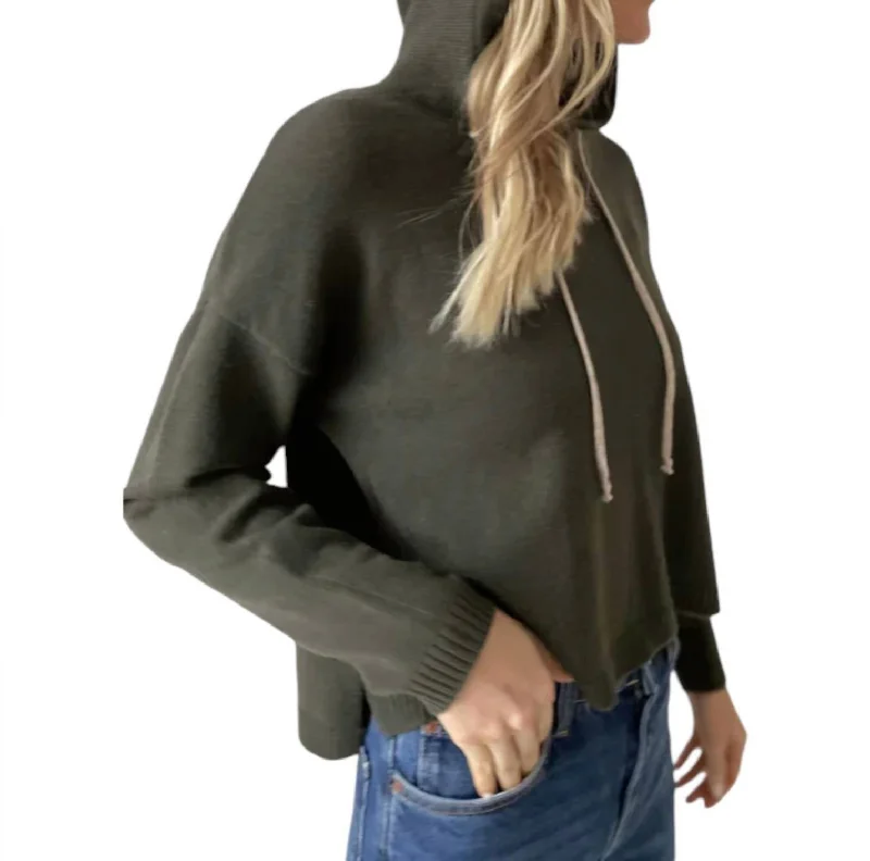 Smiley Good Mood Hoodie In Olive/latte Hoodie with Pocket Utility Practical