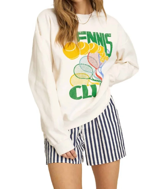 Tennis Club Oversized Sweatshirt In Snowflake Hoodie with Thumb Holes Functional Cozy Tennis Club Oversized Sweatshirt In Snowflake Hoodie with Thumb Holes Functional Cozy