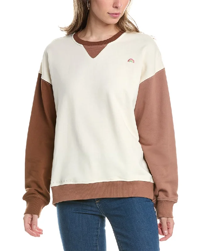 Terez Colorblocked Crewneck Sweatshirt Hoodie with Drawcord Adjustable Secure