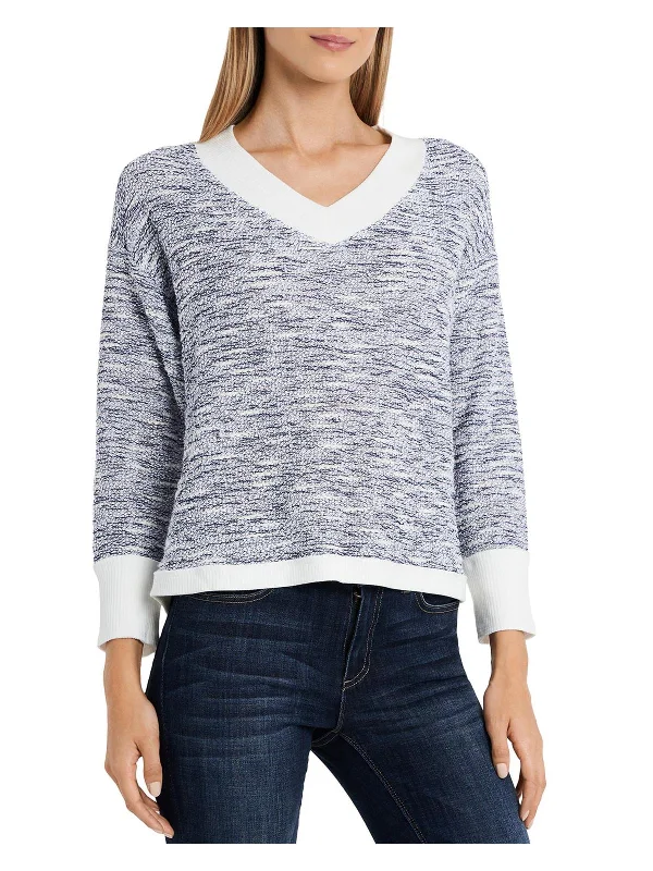 Terry Womens Metallic Slub Sweatshirt Hoodie with Stripes Bold Sporty