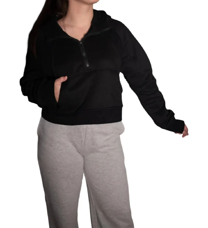 That One I Wanted Cropped Hoodie In Black Hoodie with Toggle Buttons Decorative Unique That One I Wanted Cropped Hoodie In Black Hoodie with Toggle Buttons Decorative Unique