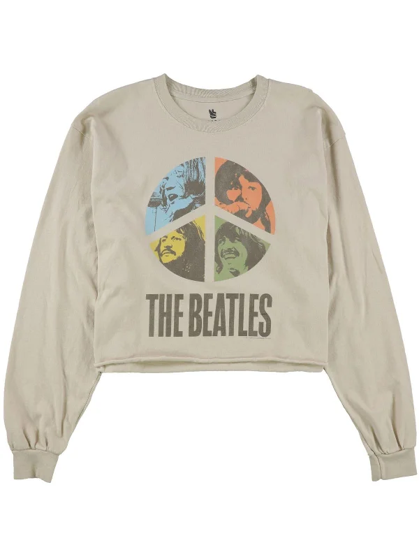 The Beatles Womens Graphic Cropped Sweatshirt Hoodie with Slit Hem Functional Movement The Beatles Womens Graphic Cropped Sweatshirt Hoodie with Slit Hem Functional Movement
