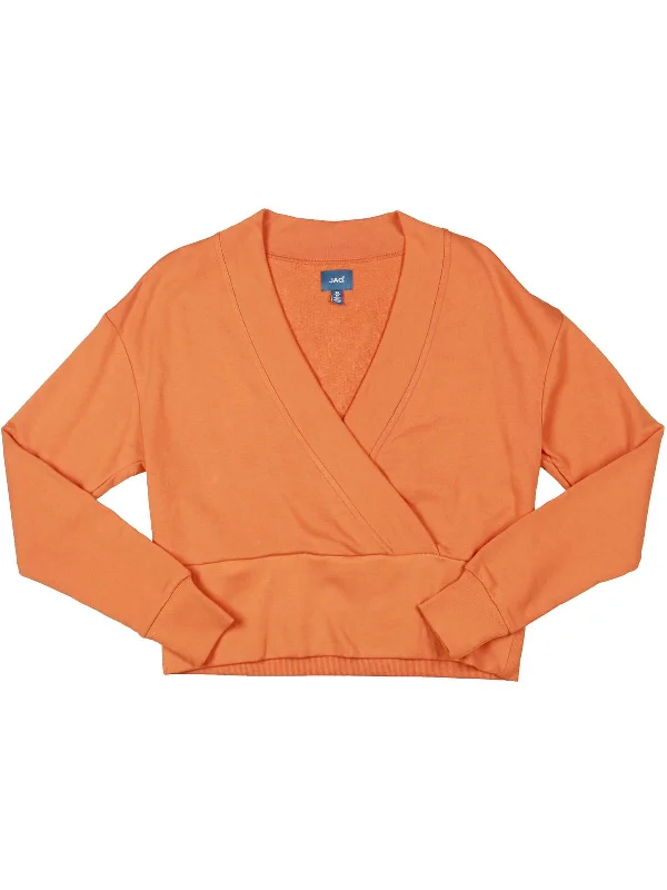 The Cross Front Sweatshirt Womens Surplice Neck Comfy Sweatshirt Hoodie with Cuffed Sleeves Snug Secure