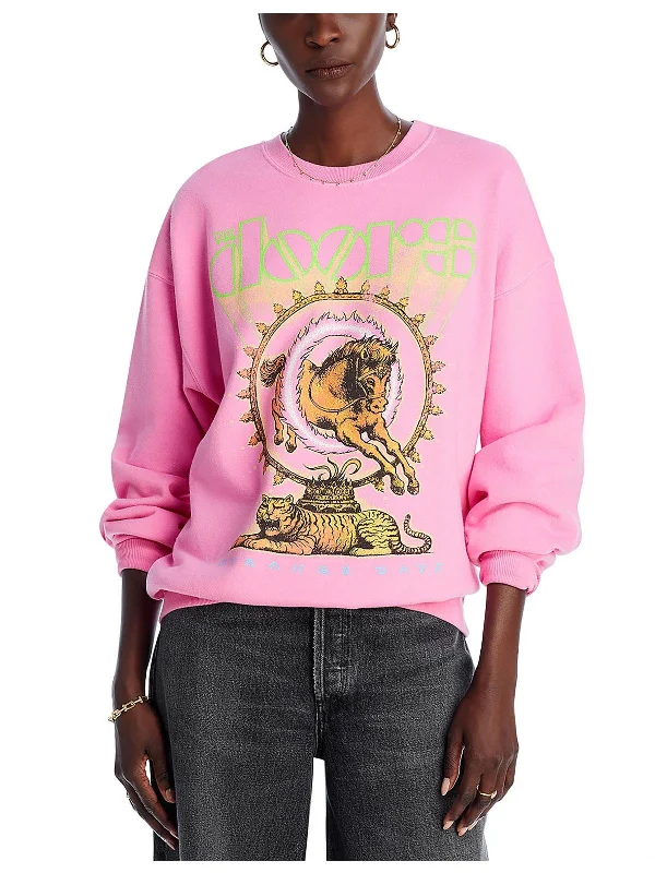 The Doors Womens Crewneck Printed Sweatshirt Hoodie with Velcro Closure Adjustable Secure The Doors Womens Crewneck Printed Sweatshirt Hoodie with Velcro Closure Adjustable Secure