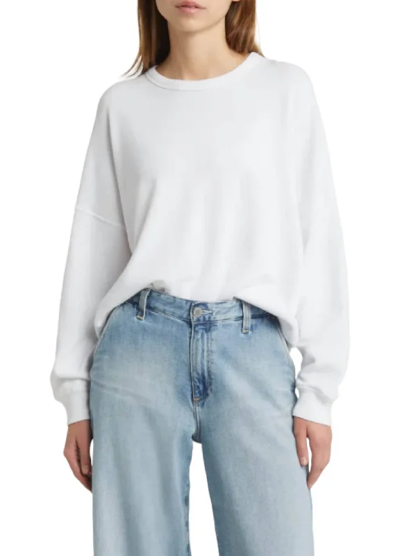 The Teammate Sweatshirt In True White Hoodie with Metallic Shiny Futuristic