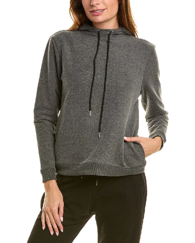 Theory Mock Neck Hoodie Hoodie with Exposed Zipper Edgy Industrial