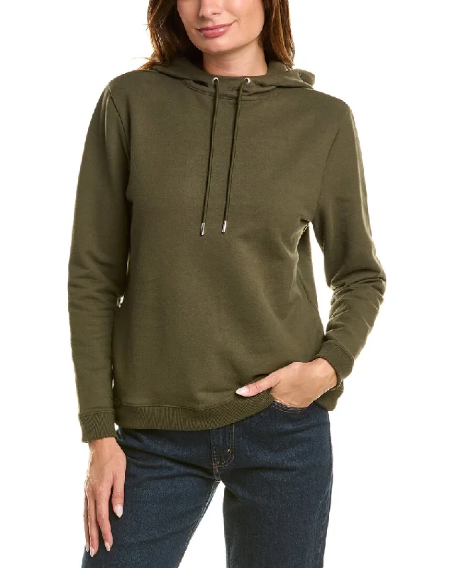 Theory Mock Neck Hoodie Hoodie with Rolled Sleeves Casual Relaxed